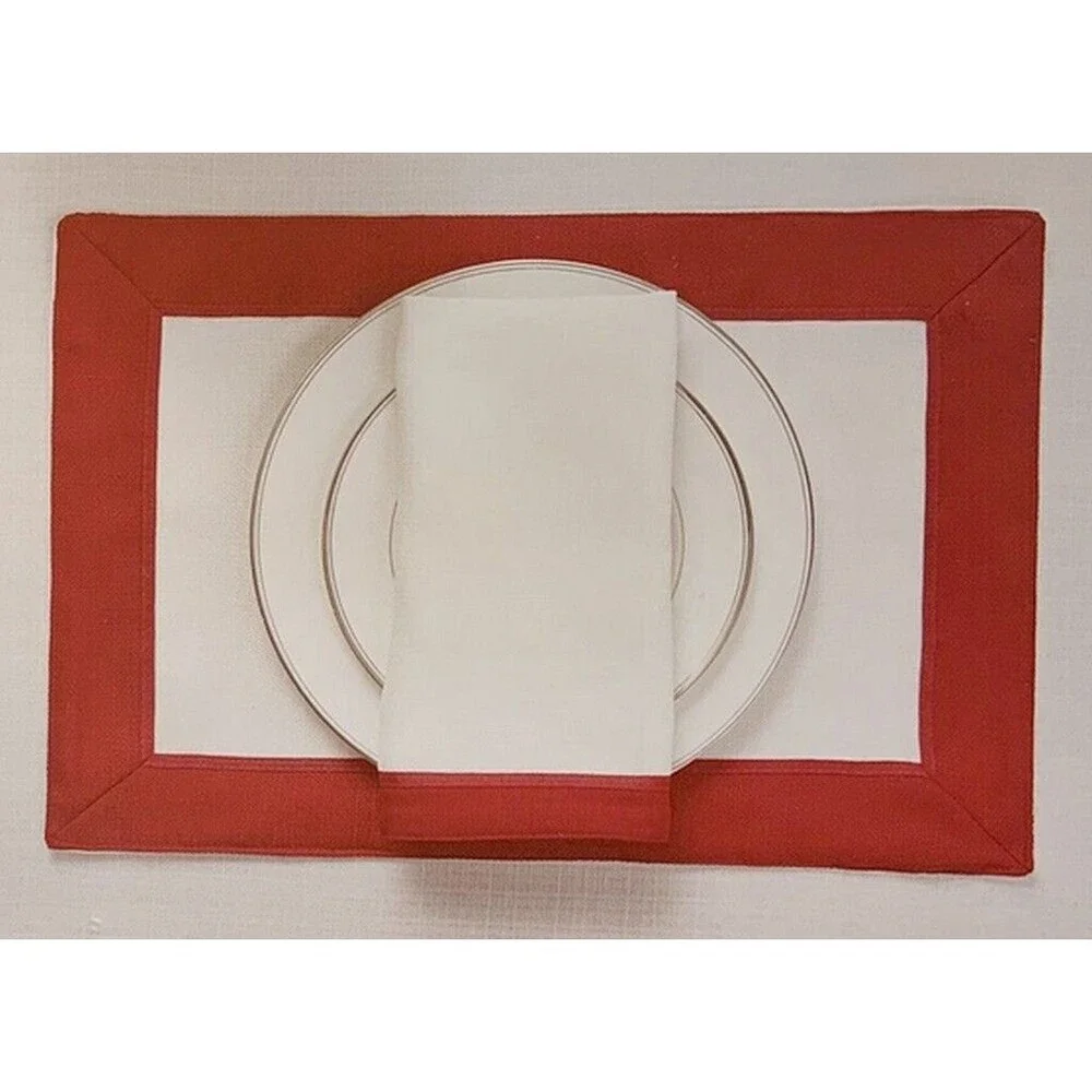 Waterford Luxury Clarissa Placemats Set of 4 Red White 13x19 Christmas Holiday